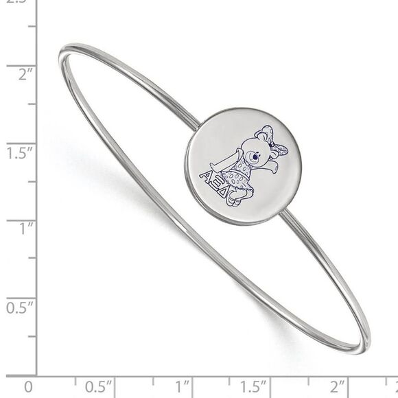Sterling Silver Alpha Xi Delta Enamel Bear Bangle - 7 in. - Picture 2 of 4